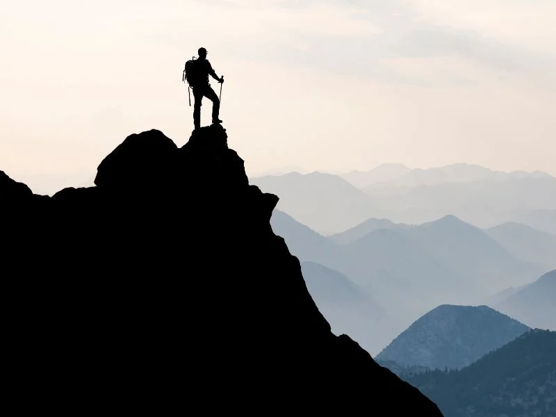 Man standing on a mountain top