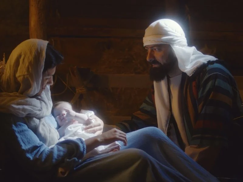 Joseph, Mary and Baby Jesus in a stable