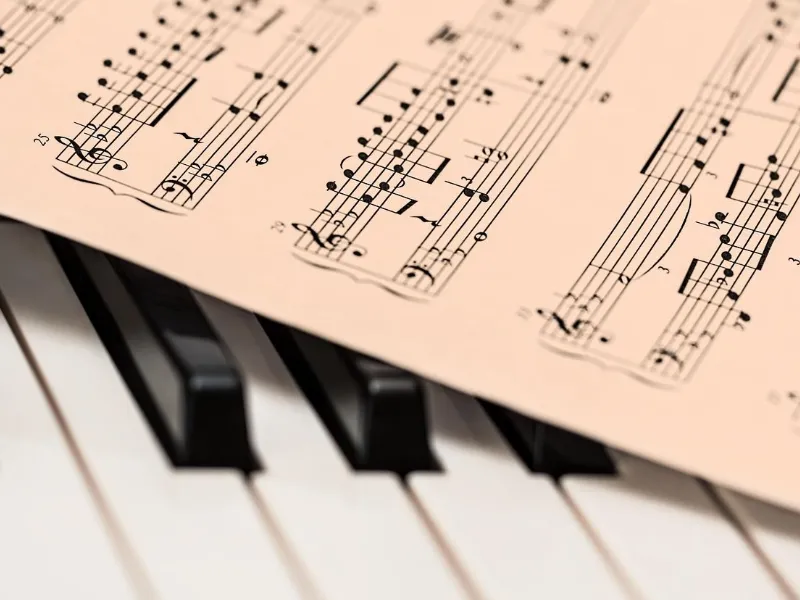 Sheet music on a piano